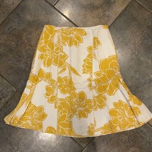 mustard yellow and white floral print skirt